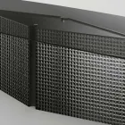 Tavolo con Piano in Vetro Sagomato e Base in Vetro Fuso e Metallo - Foglietto Viadurini