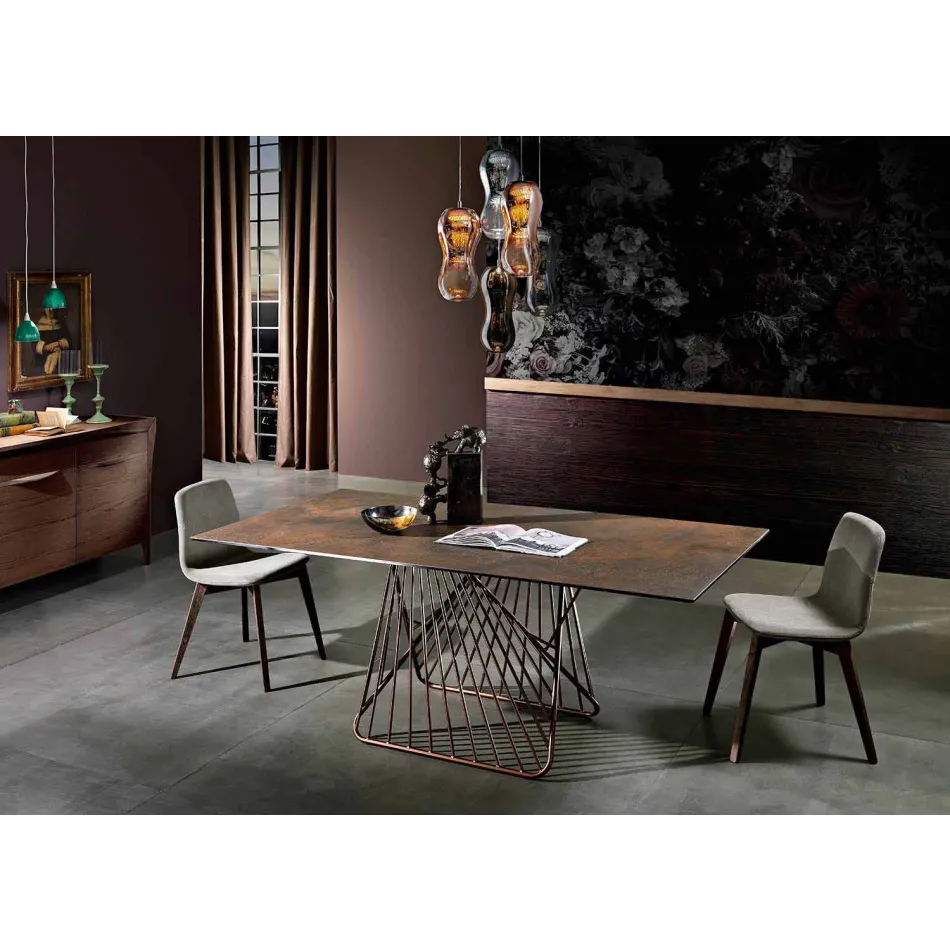 Tavolo con piano in vetroceramica moderno made in Italy, Mitia Viadurini