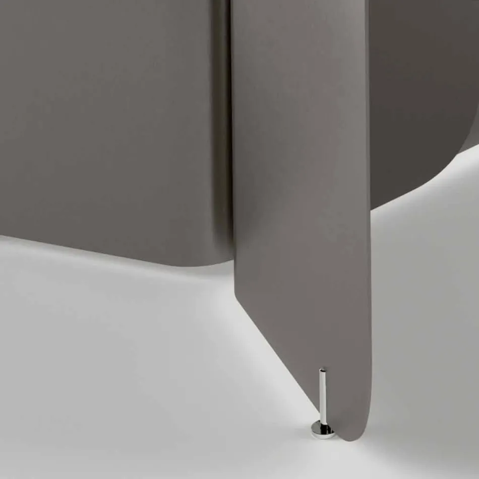 Tavolo con Piano Sagomato in Vetro e Base in Metallo Curvato - Piacere Viadurini