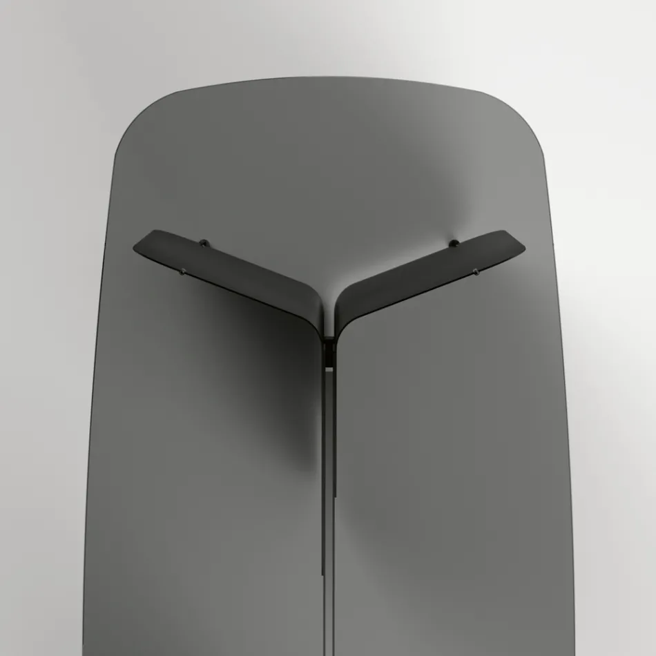 Tavolo con Piano Sagomato in Vetro e Base in Metallo Curvato - Piacere Viadurini