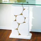 Tavolo consolle in pietra e cristallo dal design moderno Hosios Viadurini