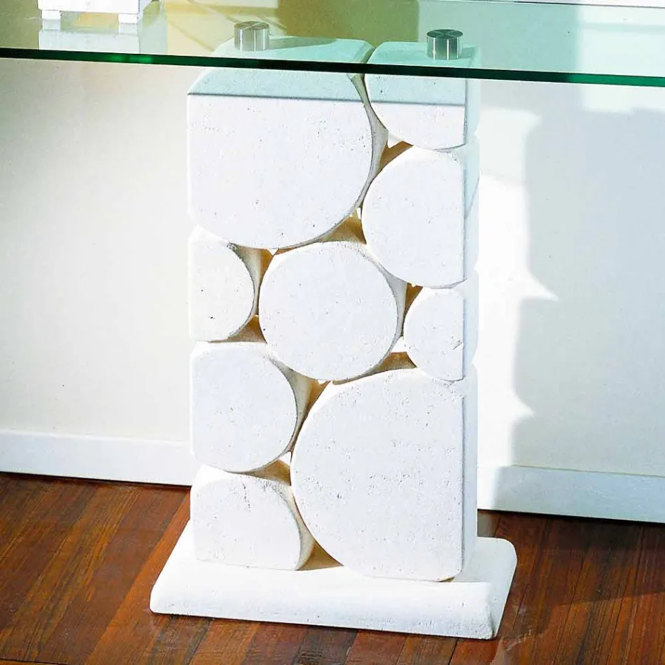 Tavolo consolle in pietra e cristallo dal design moderno Hosios Viadurini