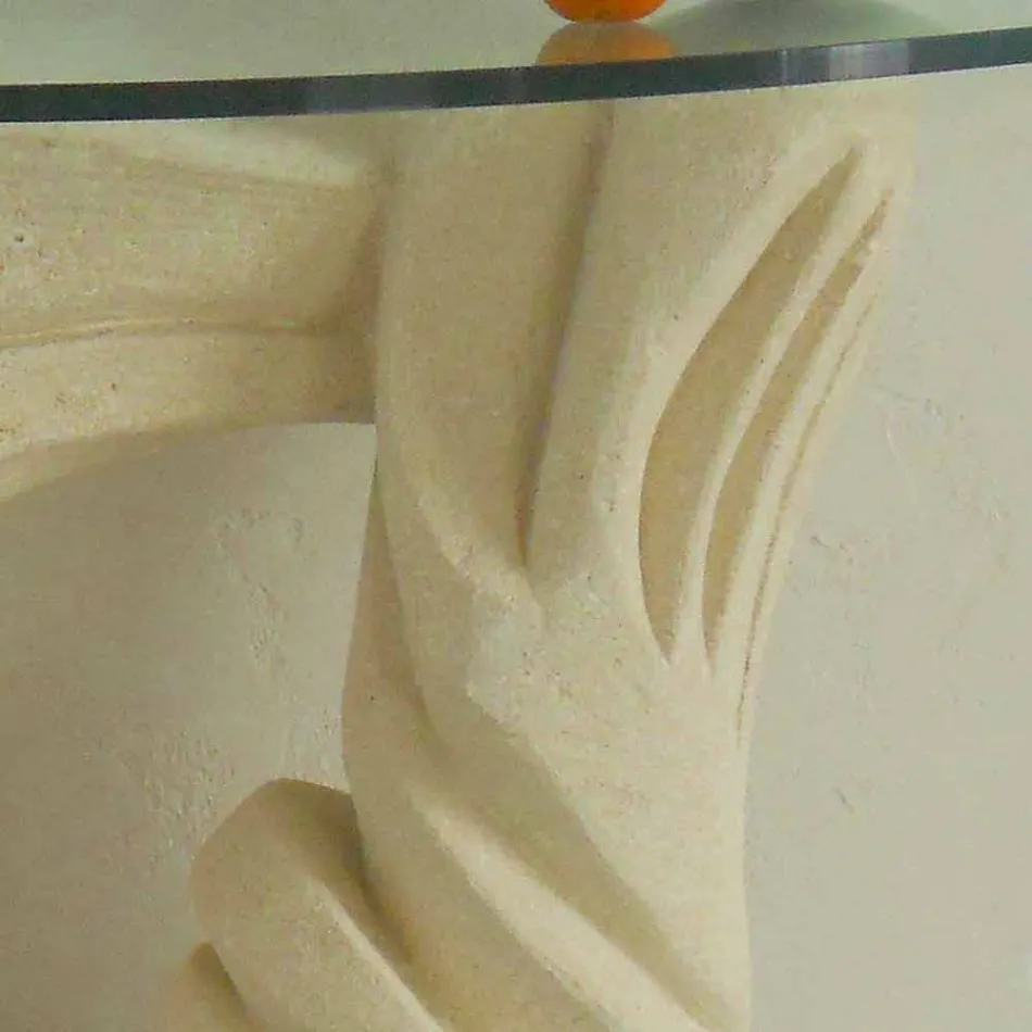 Tavolo consolle in pietra e cristallo di design Emera Viadurini