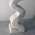 Tavolo consolle tondo in pietra e cristallo di design Babylas Viadurini