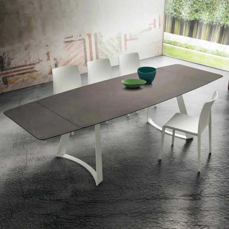 Tavolo Cucina Allungabile Fino a 280 cm Effetto Marmo Made in Italy - Pinocchio Viadurini
