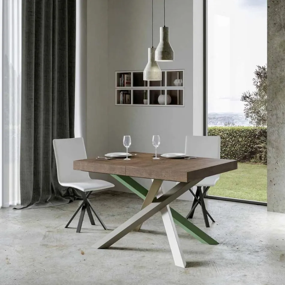 Tavolo Cucina Allungabile Fino a 440 cm in Legno e Ferro Made in Italy - Lennon Viadurini