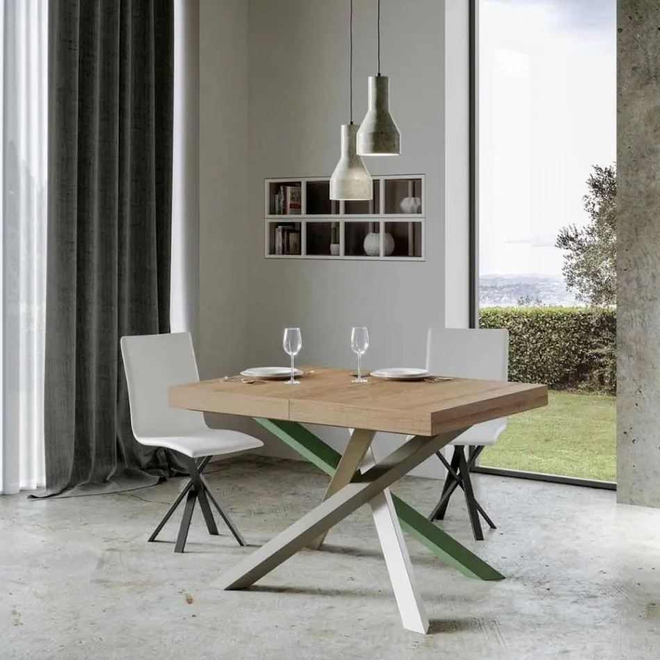Tavolo Cucina Allungabile Fino a 440 cm in Legno e Ferro Made in Italy - Lennon Viadurini