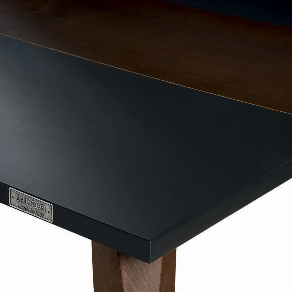 Tavolo Cucina in Mdf con Inserto in Legno Massello Made in Italy - Tusco Viadurini