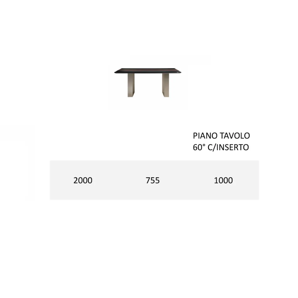 Tavolo Cucina in Mdf con Inserto in Legno Massello Made in Italy - Tusco Viadurini