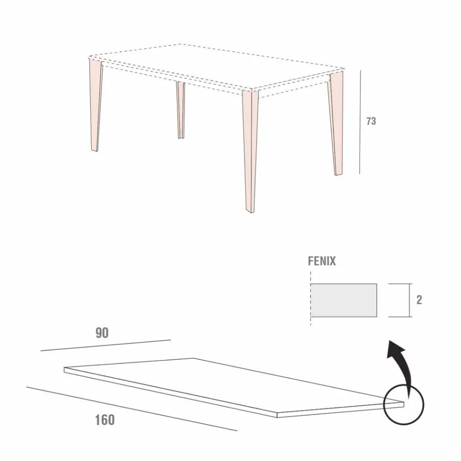 Tavolo Cucina in Metallo Verniciato con Piano in Fenix Made in Italy - Efisto Viadurini