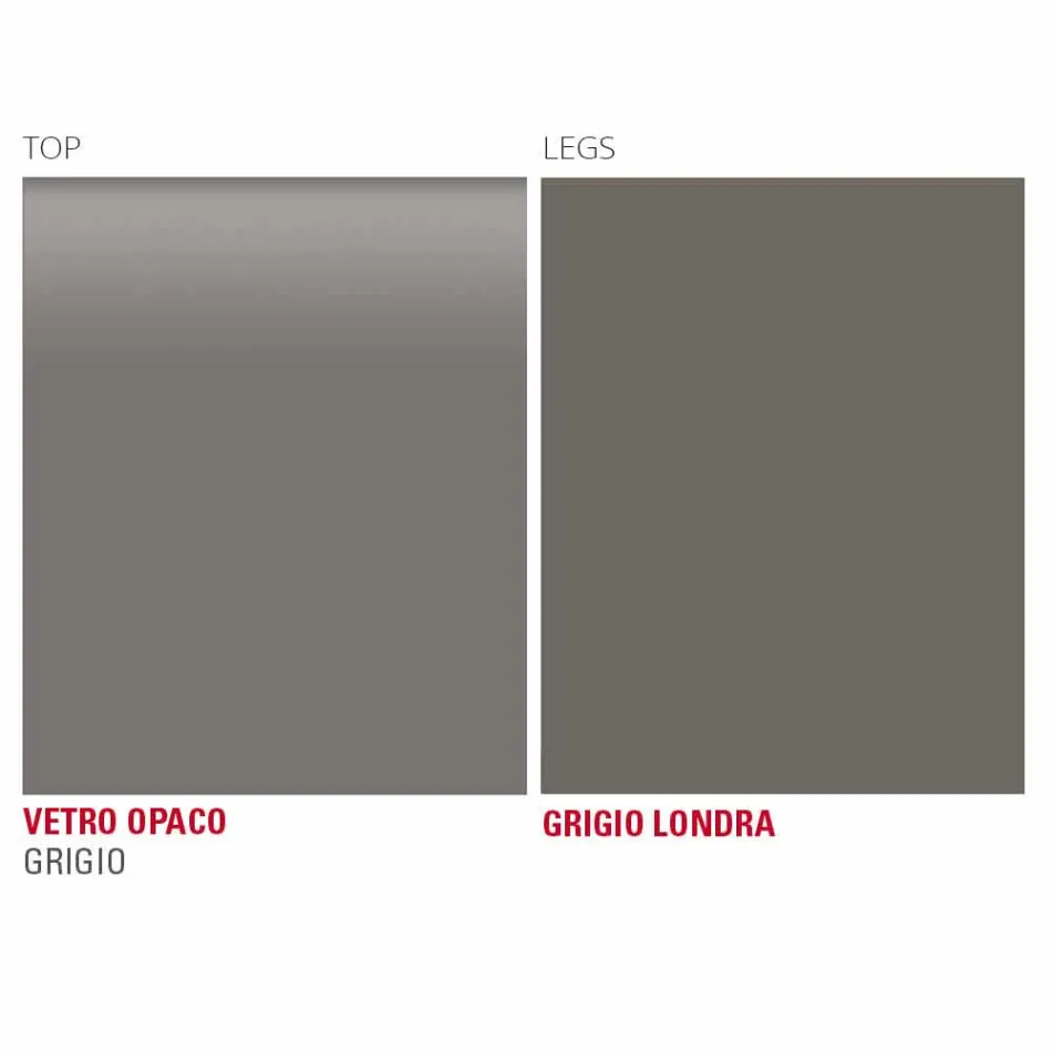 Tavolo Cucina in Vetro Opaco con Struttura in Metallo Made in Italy - Spilla Viadurini