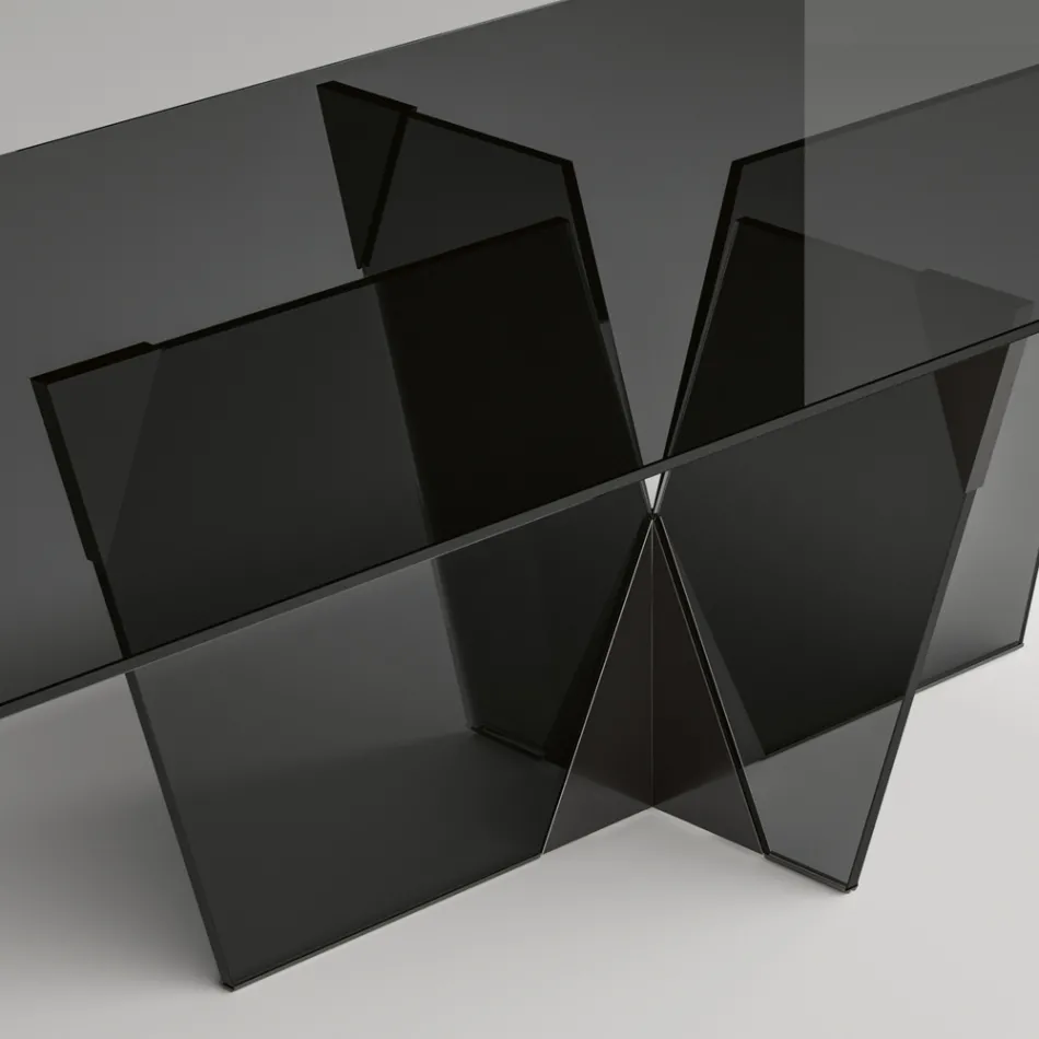 Tavolo Cucina Rettangolare con Piano e Base in Vetro Made in Italy - Tiseo Viadurini