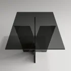 Tavolo Cucina Rettangolare con Piano e Base in Vetro Made in Italy - Tiseo Viadurini
