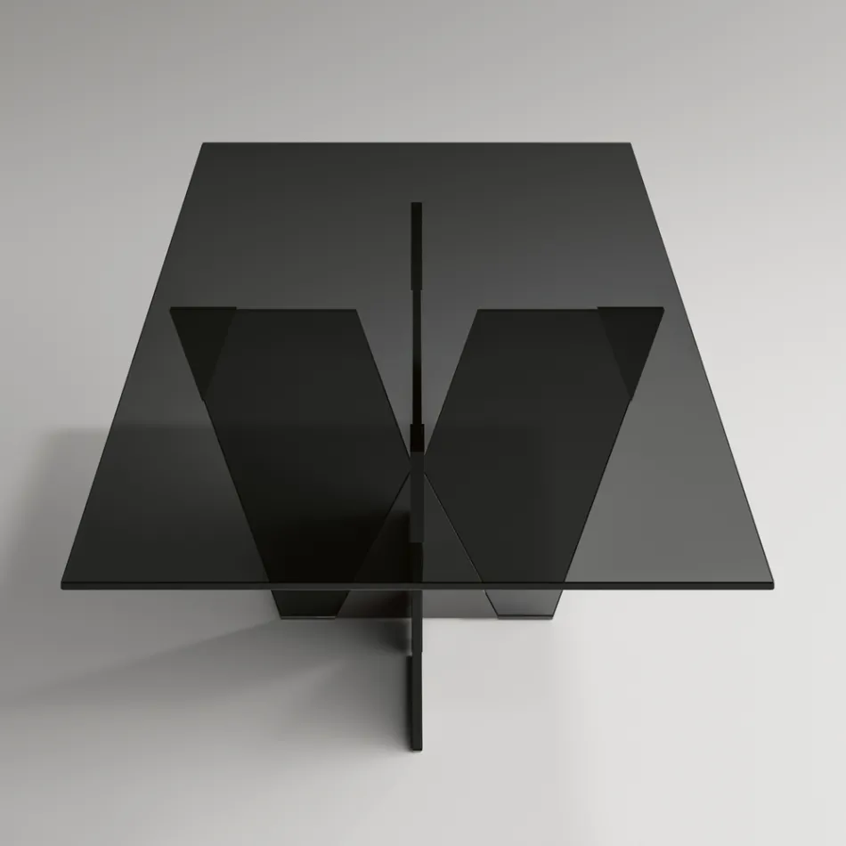 Tavolo Cucina Rettangolare con Piano e Base in Vetro Made in Italy - Tiseo Viadurini