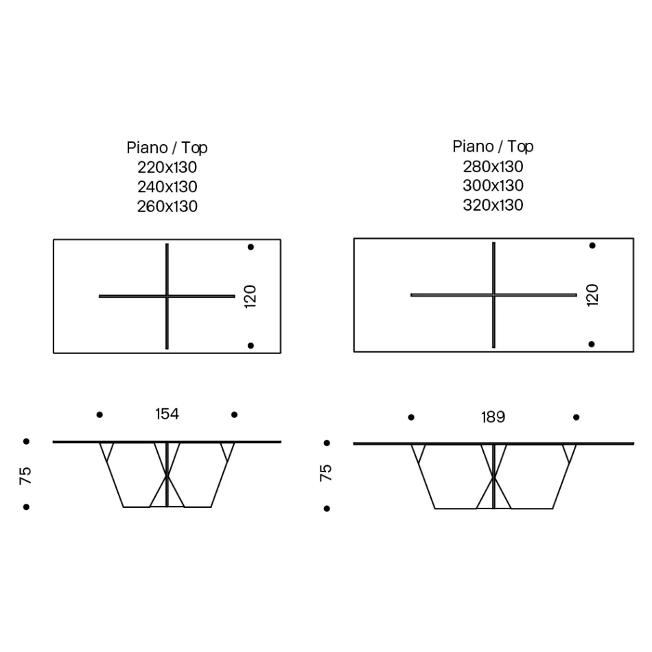 Tavolo Cucina Rettangolare con Piano e Base in Vetro Made in Italy - Tiseo Viadurini
