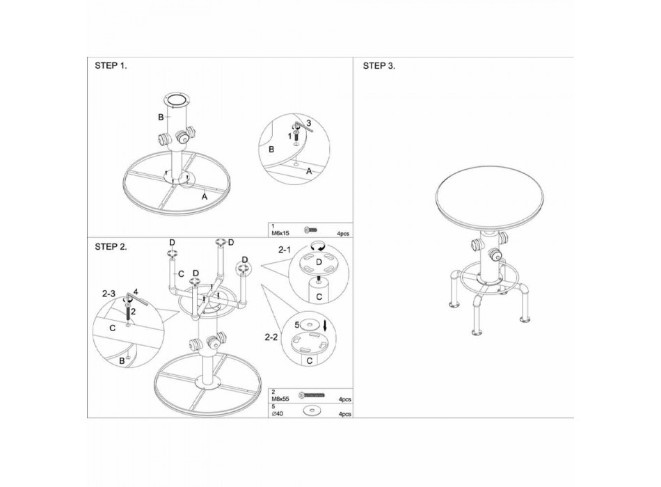 Tavolo da Bar Rotondo Stile Industrial di Design in Ferro e Legno - Niv Viadurini