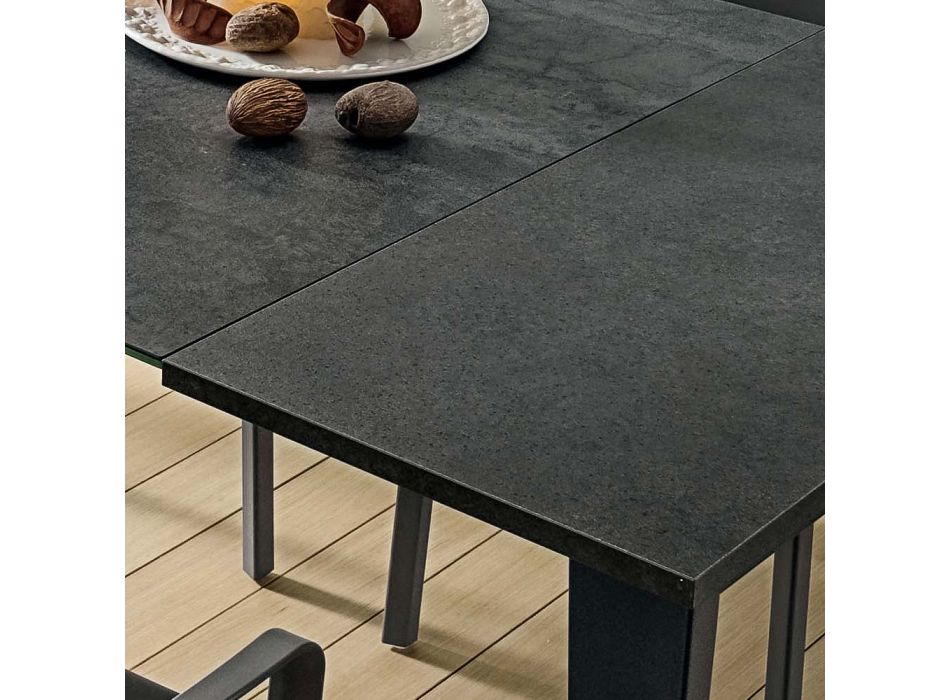 Tavolo da Cucina Allungabile in Ceramica Laminam Made in Italy Pregiato - Efisto Viadurini