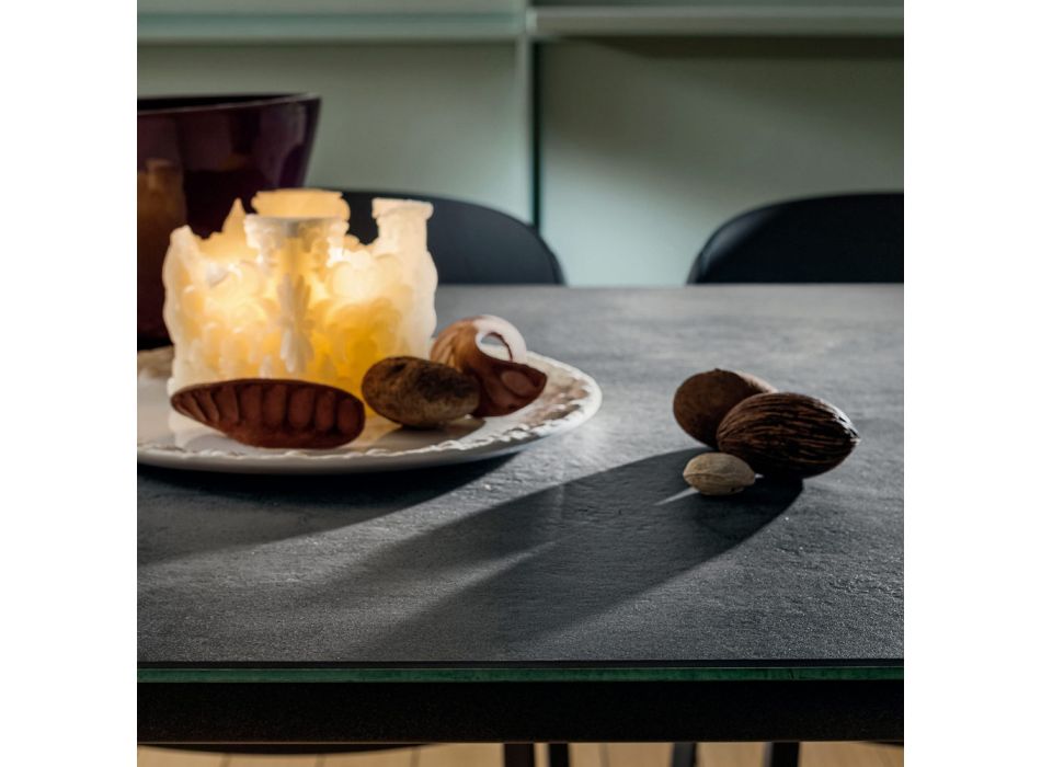 Tavolo da Cucina Allungabile in Ceramica Laminam Made in Italy Pregiato - Efisto Viadurini