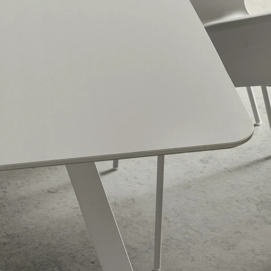 Tavolo da Cucina con Piano a Botte in Fenix Made in Italy, di Lusso - Lingotto Viadurini