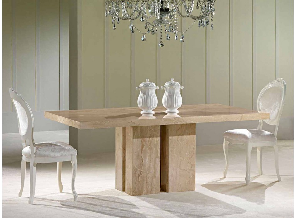 Tavolo da Cucina di Design in Marmo Daino Made in Italy – Zarino Viadurini