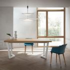 Tavolo da Cucina Fisso in Metallo e Piano in Legno Made in Italy - Bastiano Viadurini
