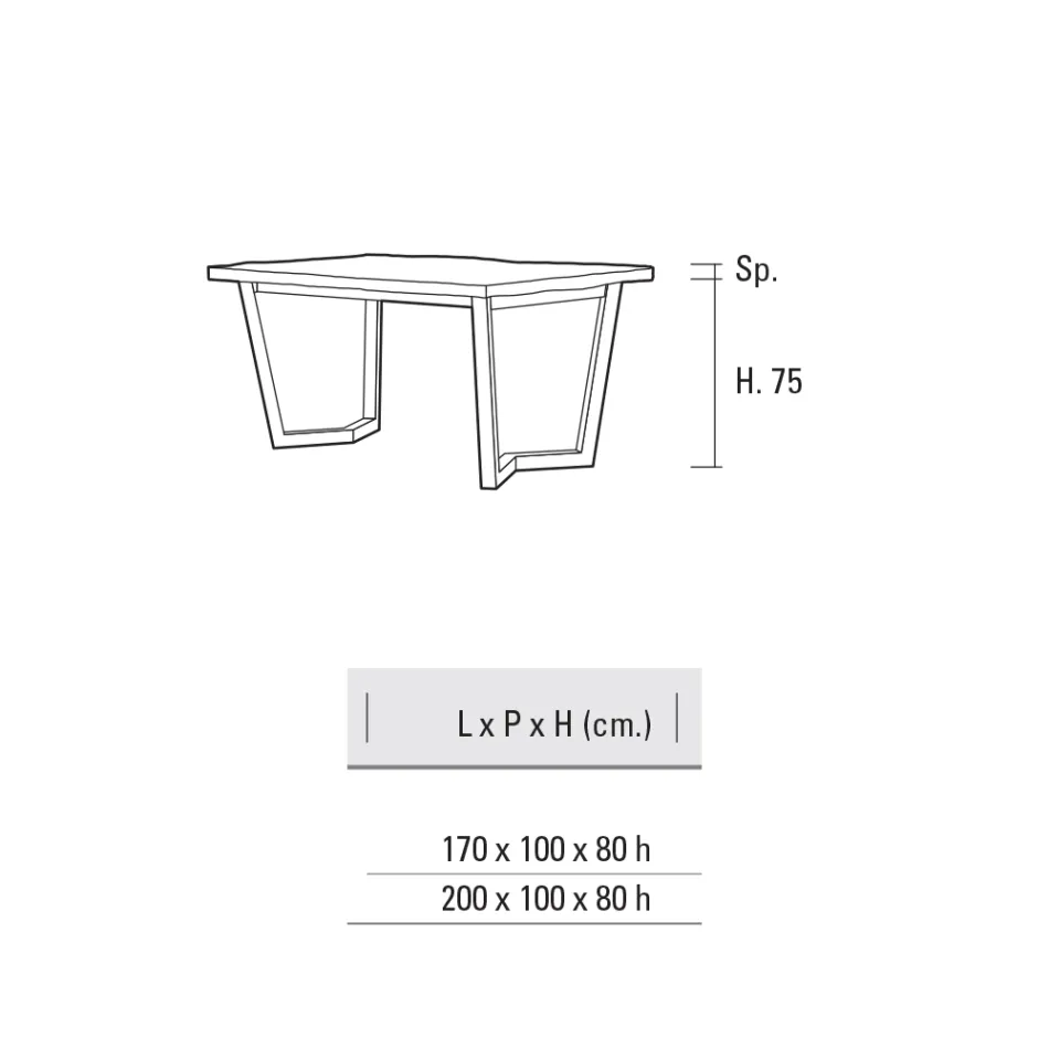 Tavolo da Cucina Fisso in Metallo e Piano in Legno Made in Italy - Bastiano Viadurini