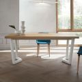 Tavolo da Cucina Fisso in Metallo e Piano in Legno Made in Italy - Bastiano