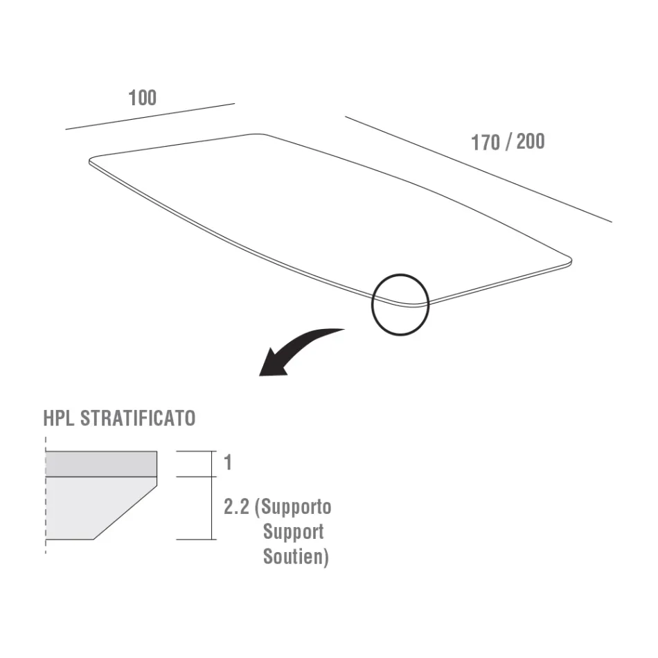 Tavolo da Cucina in Hpl con Base in Metallo Antracite Made in Italy - Aresto Viadurini