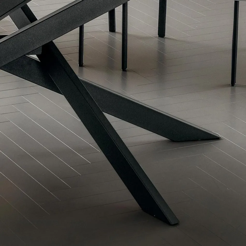 Tavolo da Cucina in Laminam con Struttura in Metallo Made in Italy - Carlino Viadurini