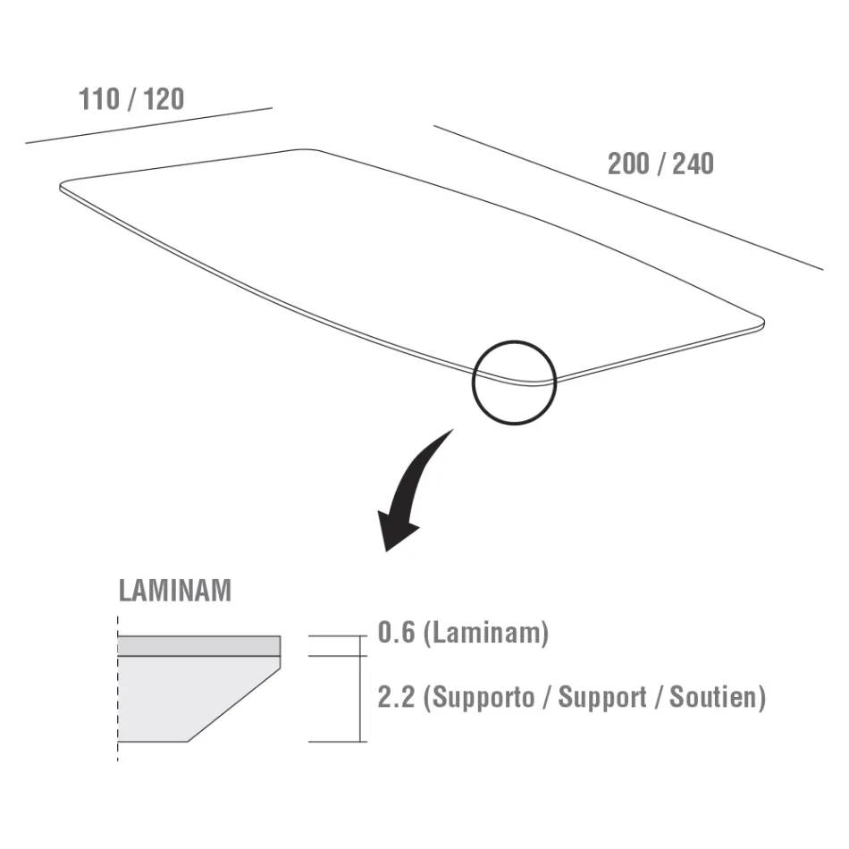 Tavolo da Cucina in Laminam con Struttura in Metallo Made in Italy - Carlino Viadurini