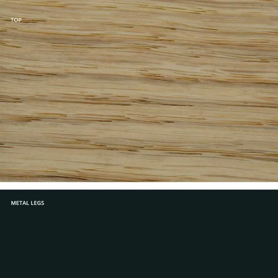 Tavolo da cucina in legno massellato e metallo made in Italy, Flora Viadurini