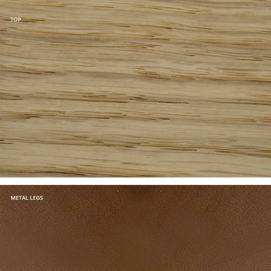 Tavolo da cucina in legno massellato e metallo made in Italy, Flora Viadurini