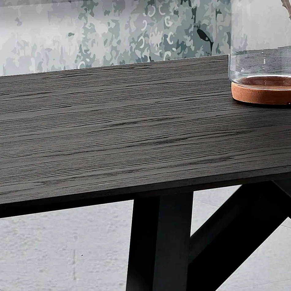 Tavolo da cucina in legno MDF e metallo fatto in Italia, Wilmer Viadurini