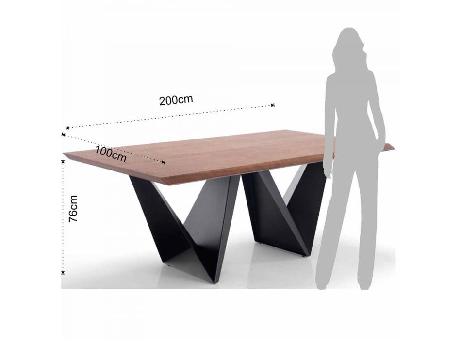Tavolo da Cucina in Mdf e Metallo di Design Moderno, Helene Viadurini