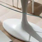 Tavolo da Cucina in Vetro Temperato e Marmo Made in Italy, di Lusso - Brontolo Viadurini