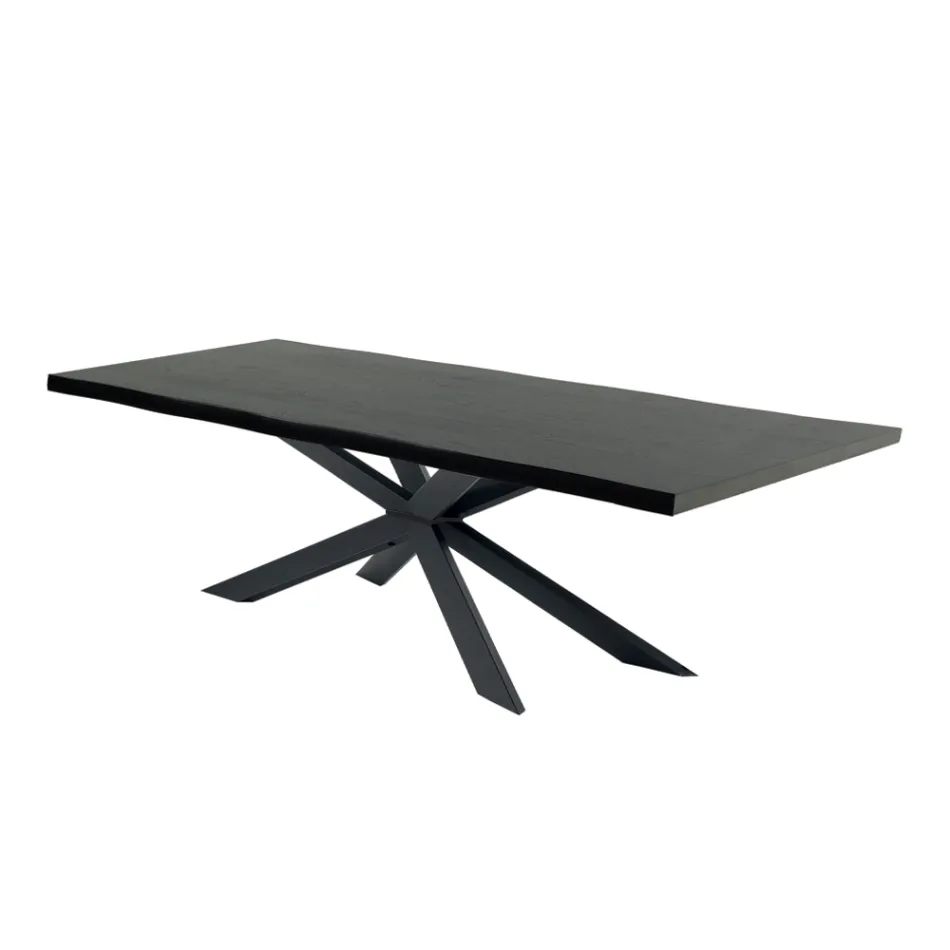 Tavolo da Cucina Moderno in Legno impiallacciato e Acciaio Made in Italy – Grotta Viadurini