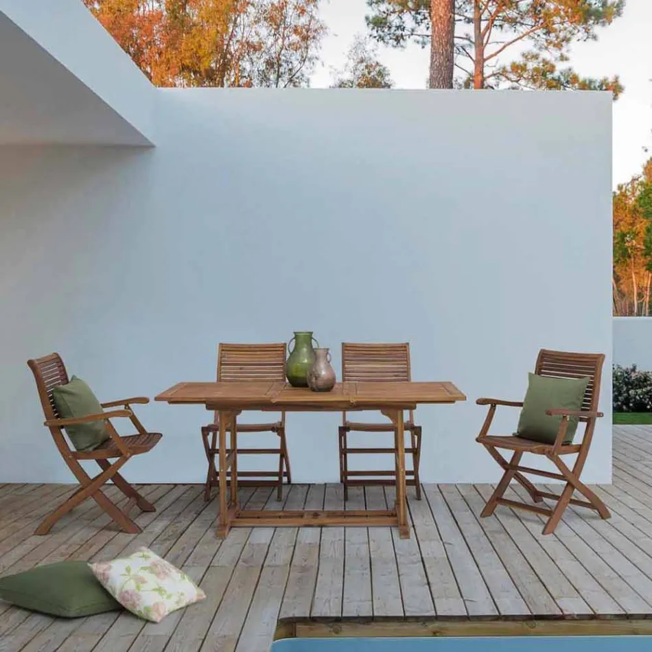 Tavolo da Esterno Allungabile Fino a 160 cm in Legno di Acacia - Cloud Viadurini