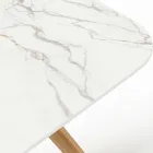 Tavolo da Esterno con Base in Legno e Piano in Ceramica Calacatta Oro - Infinity Viadurini