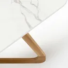 Tavolo da Esterno con Base in Legno e Piano in Ceramica Calacatta Oro - Infinity Viadurini
