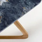 Tavolo da Esterno con Base in Legno e Piano in Ceramica Ocean Blue - Infinity Viadurini