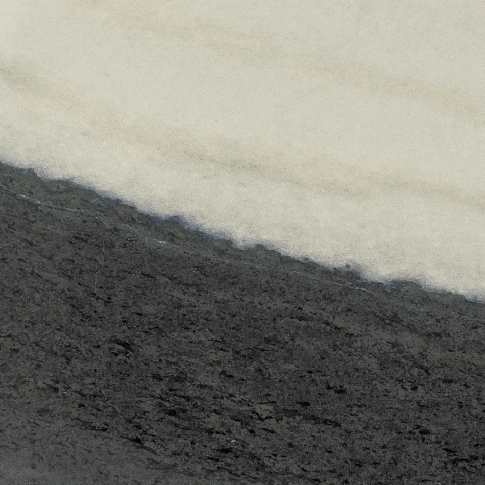 Tavolo da Esterno con Base in Legno e Piano in Ceramica Panda White - Infinity Viadurini