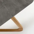 Tavolo da Esterno con Base in Legno e Piano in Ceramica Pietra Grey - Infinity Viadurini