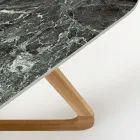 Tavolo da Esterno con Base in Legno e Piano in Ceramica Verde France - Infinity Viadurini