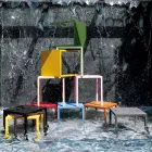 Tavolo da Esterno con Struttura in Acciao Zincato Realizzato in Italia - Azul  Viadurini