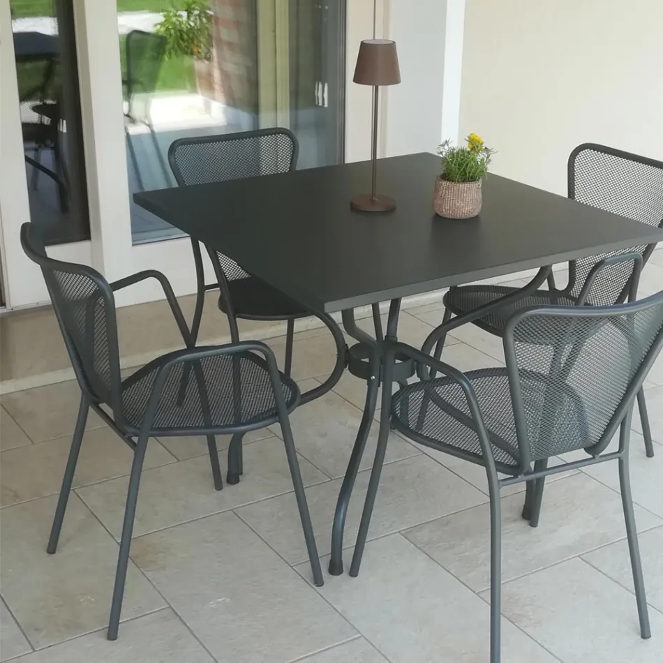 Tavolo da Esterno in Metallo Verniciato in Due Dimensioni Made in Italy - Lirion Viadurini