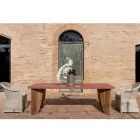 Tavolo da Esterno in Okumè Finitura Microcemento e Teak Made in Italy - Pencil Viadurini