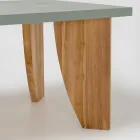 Tavolo da Esterno in Okumè Finitura Microcemento e Teak Made in Italy - Pencil Viadurini
