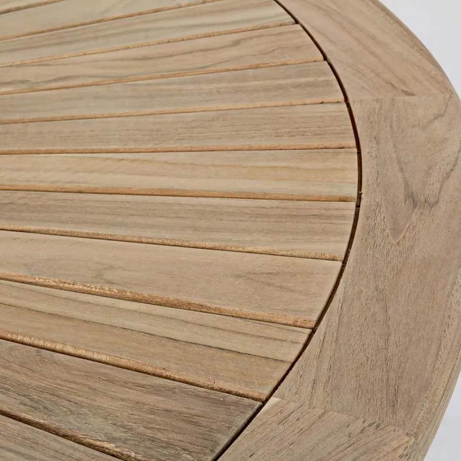 Tavolo da Esterno in Teak con Piano Centrale Girevole, Homemotion - Dimitris Viadurini