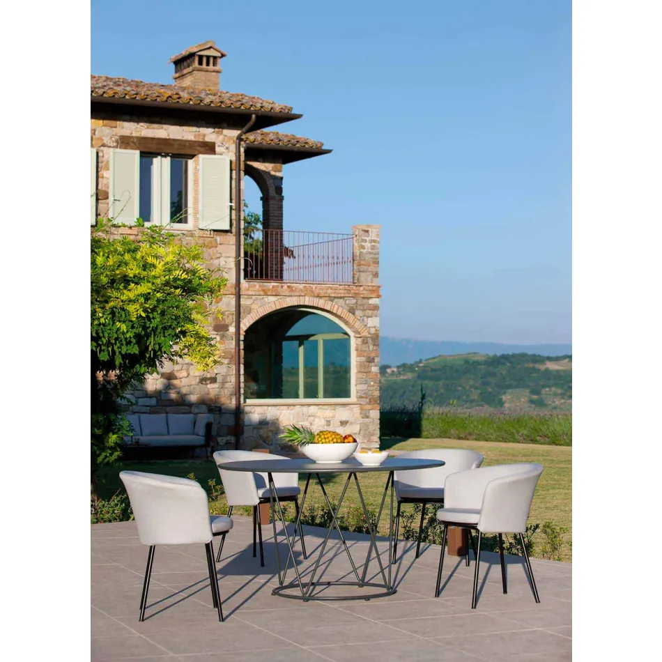 Tavolo da Esterno Rotondo Moderno in Metallo Verniciato Made in Italy - Ibra Viadurini