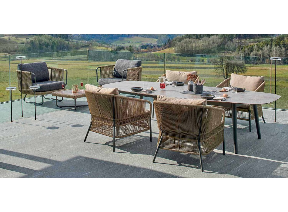 Tavolo da esterno Varaschin Ellisse di design in alluminio colorato Viadurini